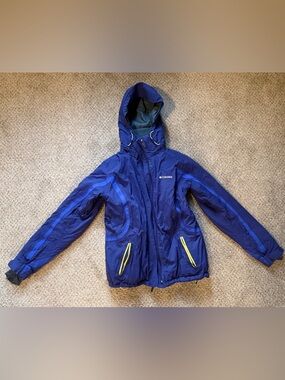 COLUMBIA Omni-Heat Thermal Hooded Jacket Women's size M Purple Blue Zip Up